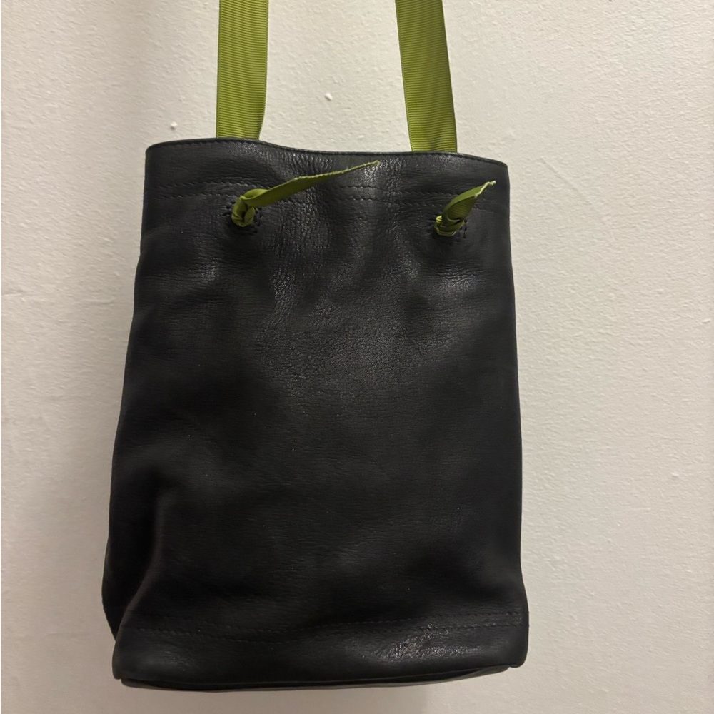 Nine West Black Leather Bucket Purse